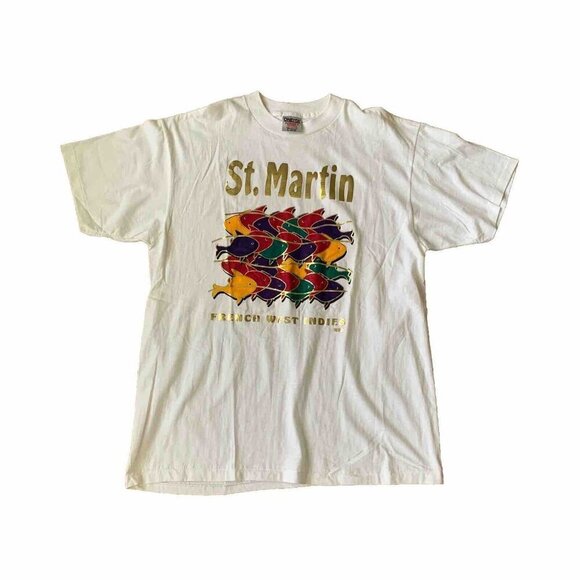 St Martin French West Indies Single Stitch T Shirt Men X-Large 90’s Fish - Picture 1 of 9